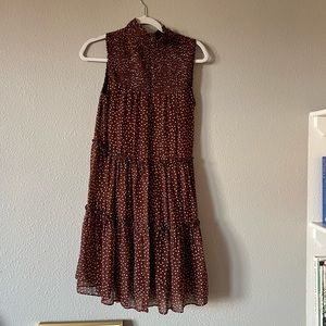 Brown, Polka Dot, High Neck Baby Doll Dress, Size 6